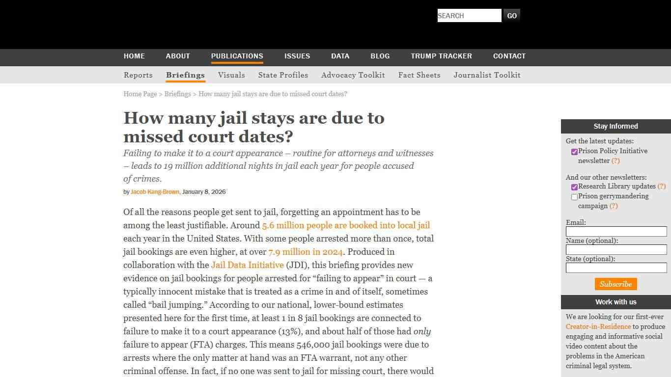 How many jail stays are due to missed court dates? Prison Policy Initiative